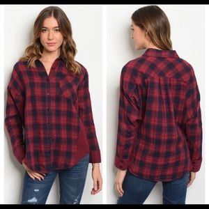 Oversized plaid flannel shirt